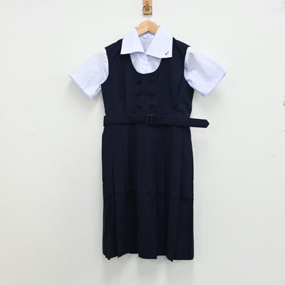 【中古】兵庫県 兵庫県立西宮高等学校 女子制服 2点（シャツ・ジャンパースカート）sf012934