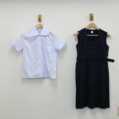 【中古】兵庫県 兵庫県立西宮高等学校 女子制服 2点（シャツ・ジャンパースカート）sf012934