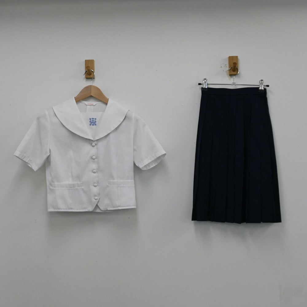 【中古】大阪府 プール学院高等学校 女子制服 3点（シャツ・スカート）sf012936