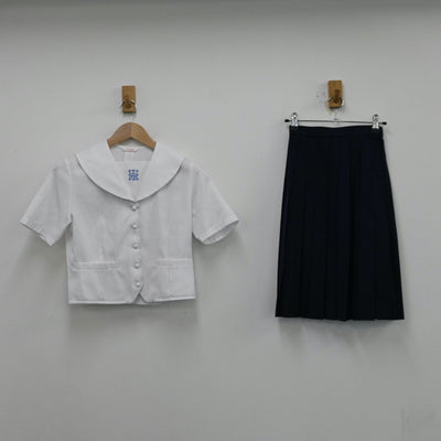 【中古】大阪府 プール学院高等学校 女子制服 3点（シャツ・スカート）sf012936