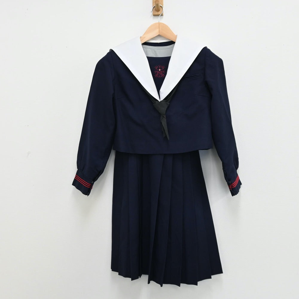 【中古】大阪府 プール学院高等学校 女子制服 5点（セーラー服・シャツ・スカート）sf012938