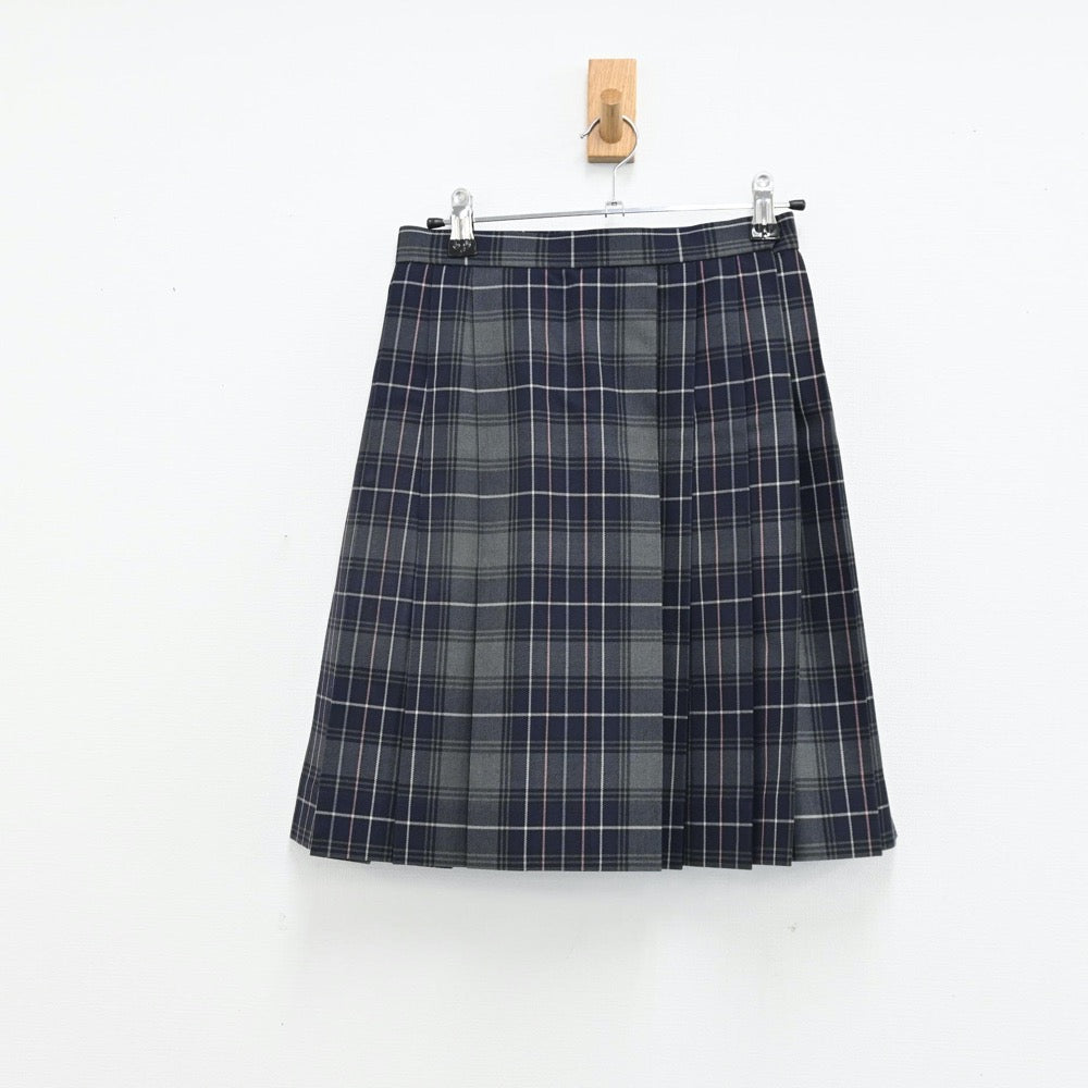 【中古】岡山県 岡山学芸館清秀中学校 女子制服 4点（シャツ・ニット・スカート）sf012947