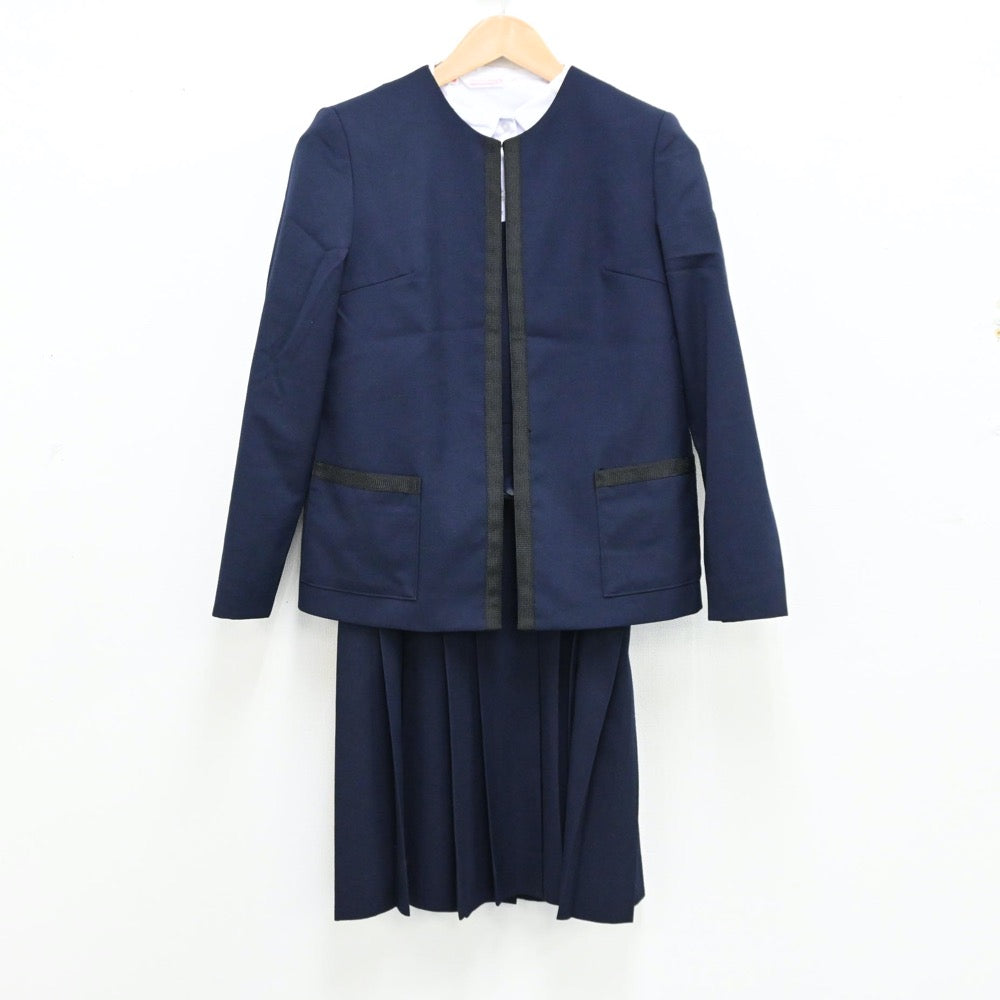 【中古】千葉県 船橋市立葛飾中学校 女子制服 3点（ブレザー・シャツ・ジャンパースカート）sf012952