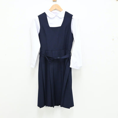 【中古】千葉県 船橋市立葛飾中学校 女子制服 3点（ブレザー・シャツ・ジャンパースカート）sf012952