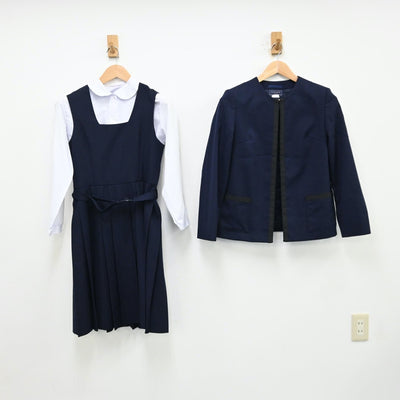 【中古】千葉県 船橋市立葛飾中学校 女子制服 3点（ブレザー・シャツ・ジャンパースカート）sf012952