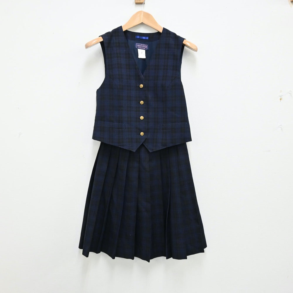 【中古】千葉県 千葉県立幕張総合高校 女子制服 3点（ベスト・スカート）sf012957