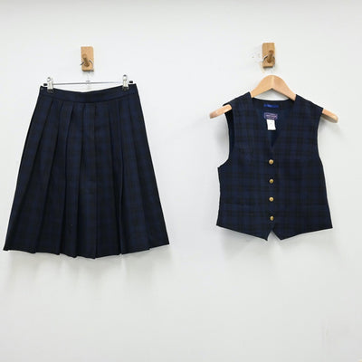 【中古】千葉県 千葉県立幕張総合高校 女子制服 3点（ベスト・スカート）sf012957