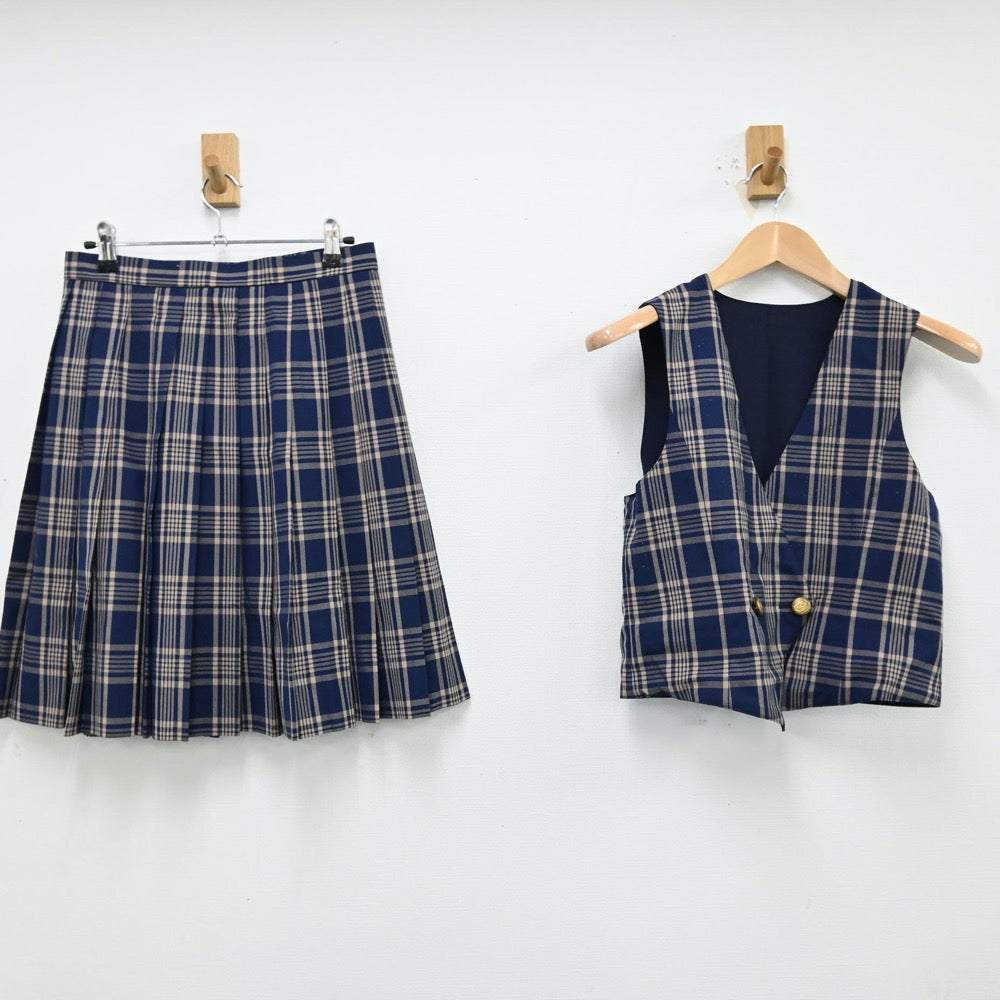 【中古】埼玉県 山村学園高等学校 女子制服 2点（ベスト・スカート）sf012963