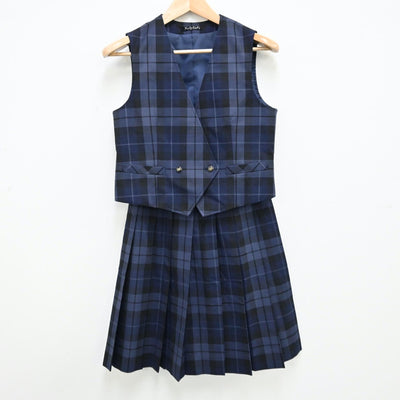 【中古】三重県 三重県立あけぼの高等学校 女子制服 2点（ベスト・スカート）sf012969