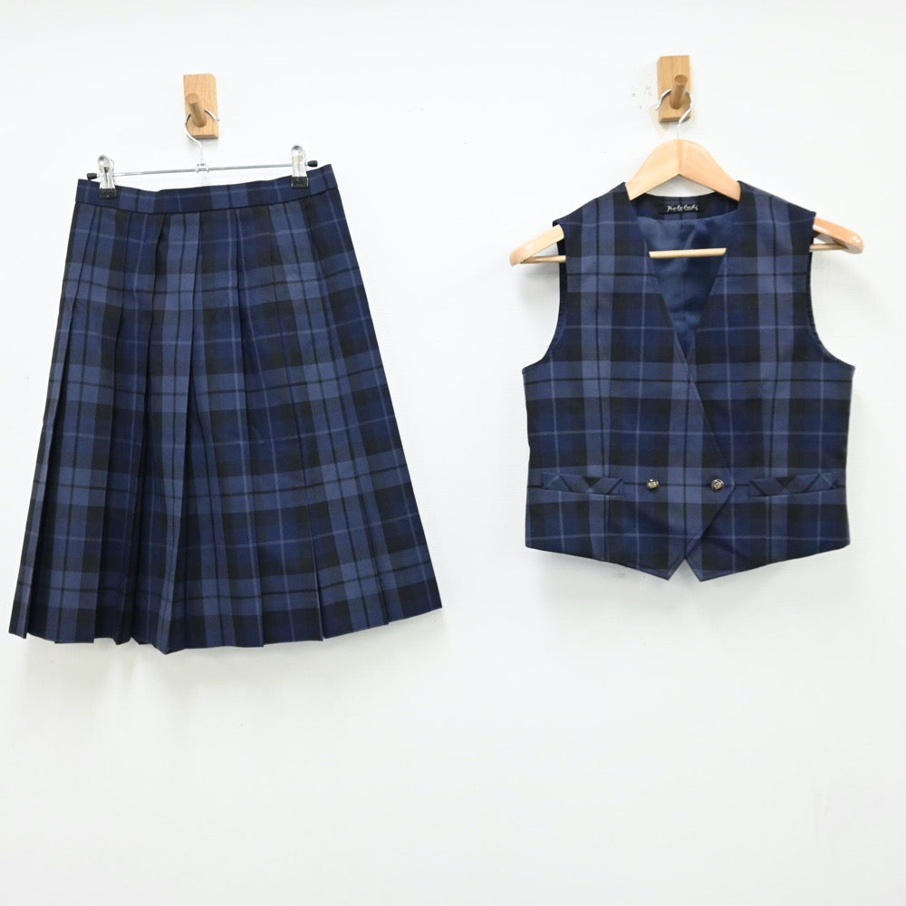 【中古】三重県 三重県立あけぼの高等学校 女子制服 2点（ベスト・スカート）sf012969