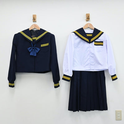 【中古】静岡県 浜名中学校 女子制服 4点（セーラー服・セーラー服・スカート）sf012972