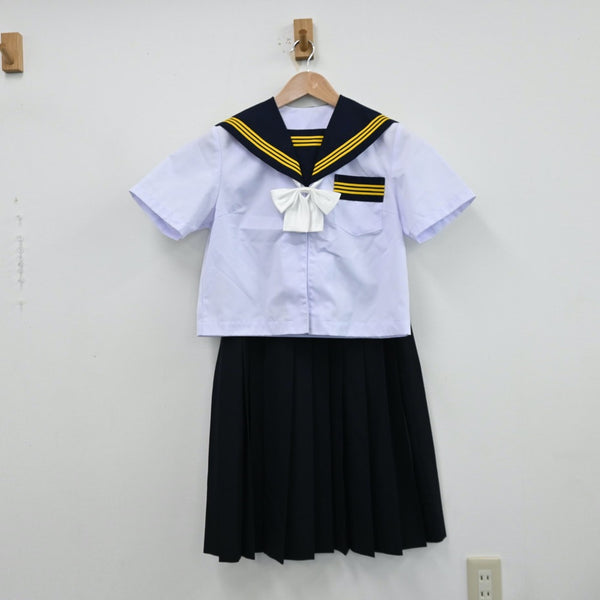 【中古】静岡県 浜名中学校 女子制服 3点（セーラー服・スカート）sf012974