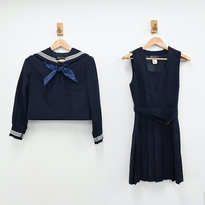 【中古】神奈川県 私立神奈川学園中学校 女子制服 3点（セーラー服・ジャンパースカート）sf012978