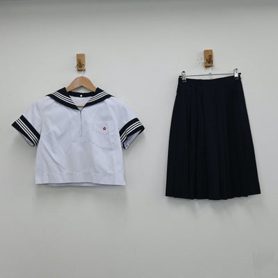 【中古】神奈川県 私立神奈川学園中学校 女子制服 3点（セーラー服・スカート）sf012979