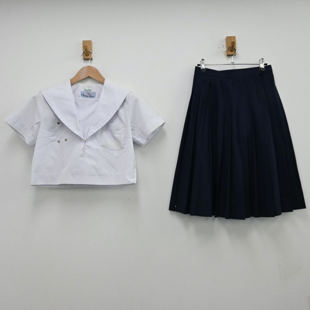 【中古】愛知県 安城南中学校 女子制服 2点（セーラー服・スカート）sf013004