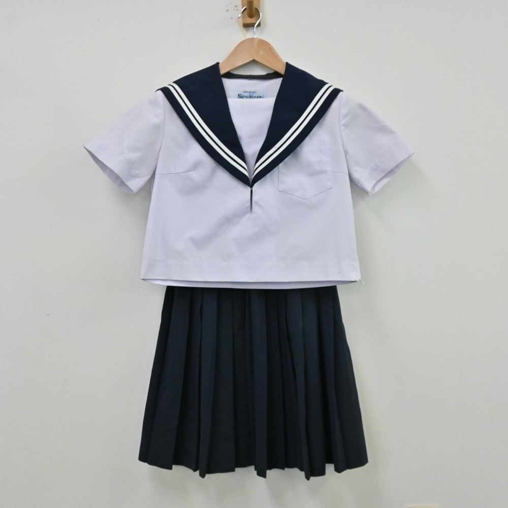 【中古】愛知県 前津中学校 女子制服 3点（セーラー服・セーラー服・スカート）sf013008