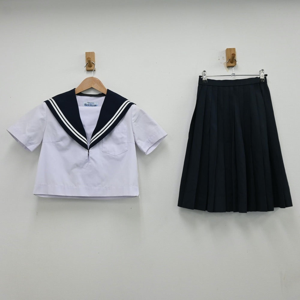 【中古】愛知県 前津中学校 女子制服 3点（セーラー服・セーラー服・スカート）sf013008