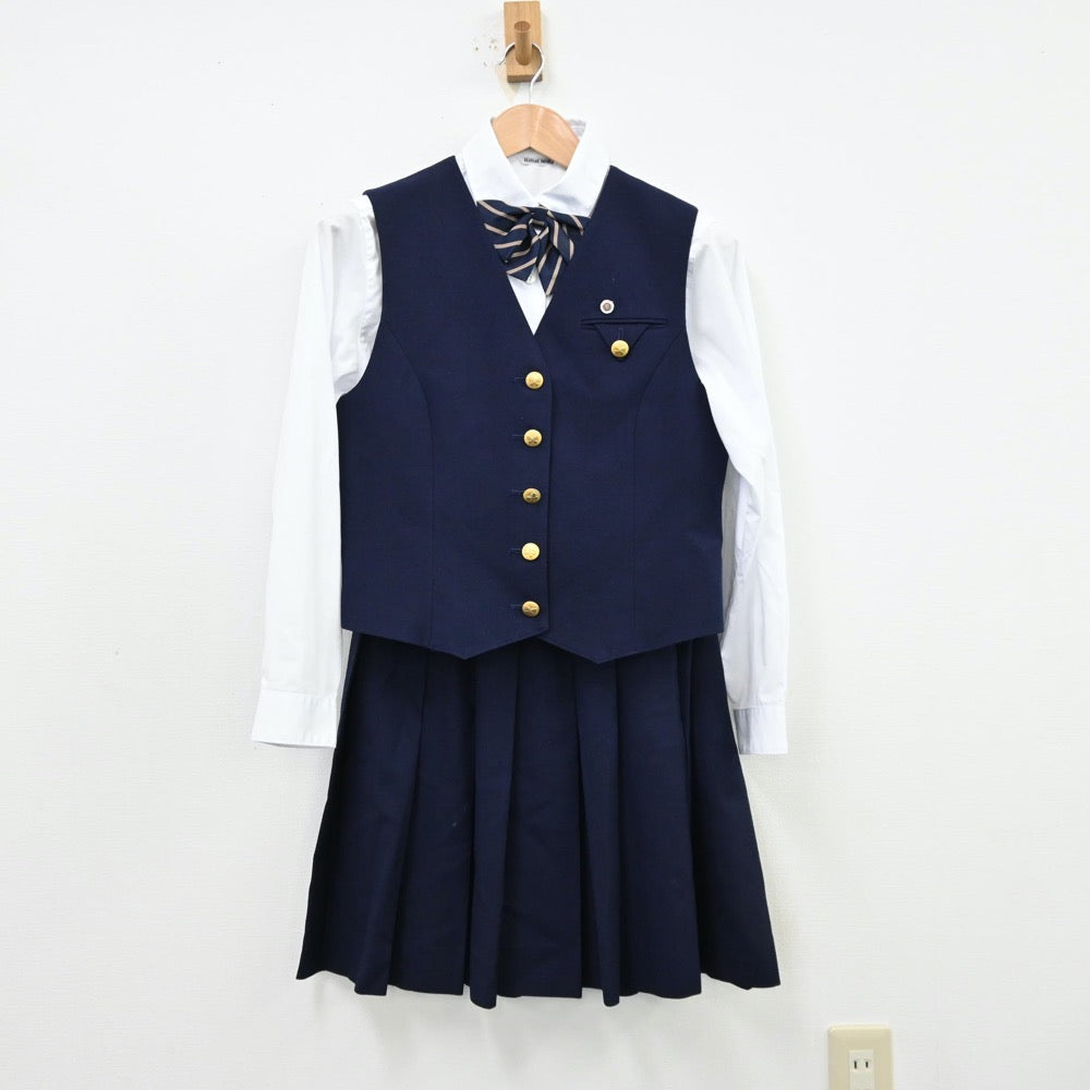 【中古】広島県 安田女子高等学校 女子制服 9点（ブレザー・シャツ・ベスト・スカート）sf013009