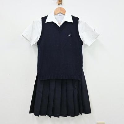 【中古】福岡県 私立中村学園女子高等学校 女子制服 4点（シャツ・ニットベスト・スカート）sf013013