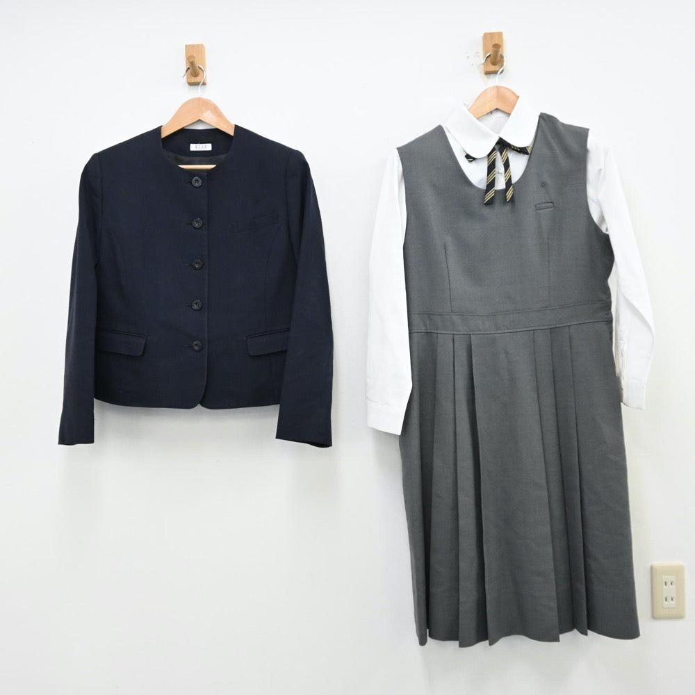 【中古】福岡県 中村学園女子中学校 女子制服 4点（ブレザー・シャツ・ジャンパースカート）sf013022