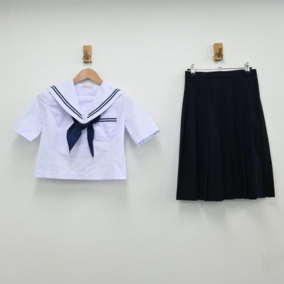 【中古】山口県 佐波中学校 女子制服 4点（セーラー服・スカート）sf013025