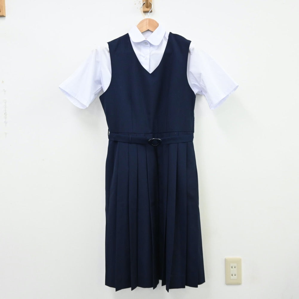 【中古】千葉県 高柳中学校 女子制服 2点（シャツ・ジャンパースカート）sf013043