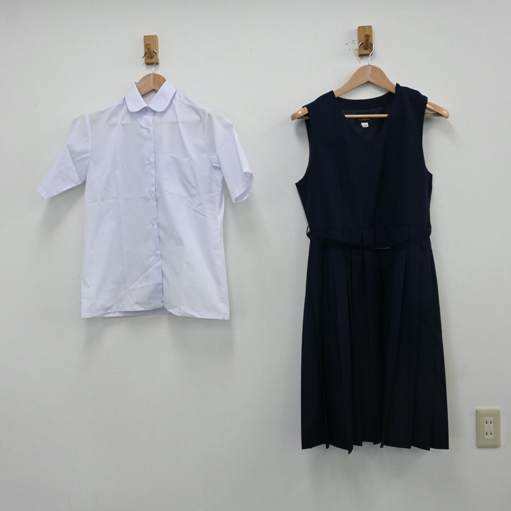 【中古】千葉県 高柳中学校 女子制服 2点（シャツ・ジャンパースカート）sf013043