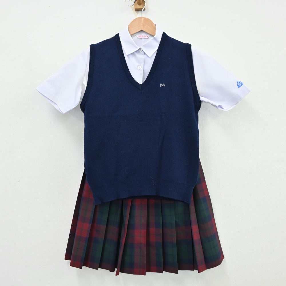 【中古】大分県 情報科学高等学校 女子制服 3点（シャツ・ニットベスト・スカート）sf013046