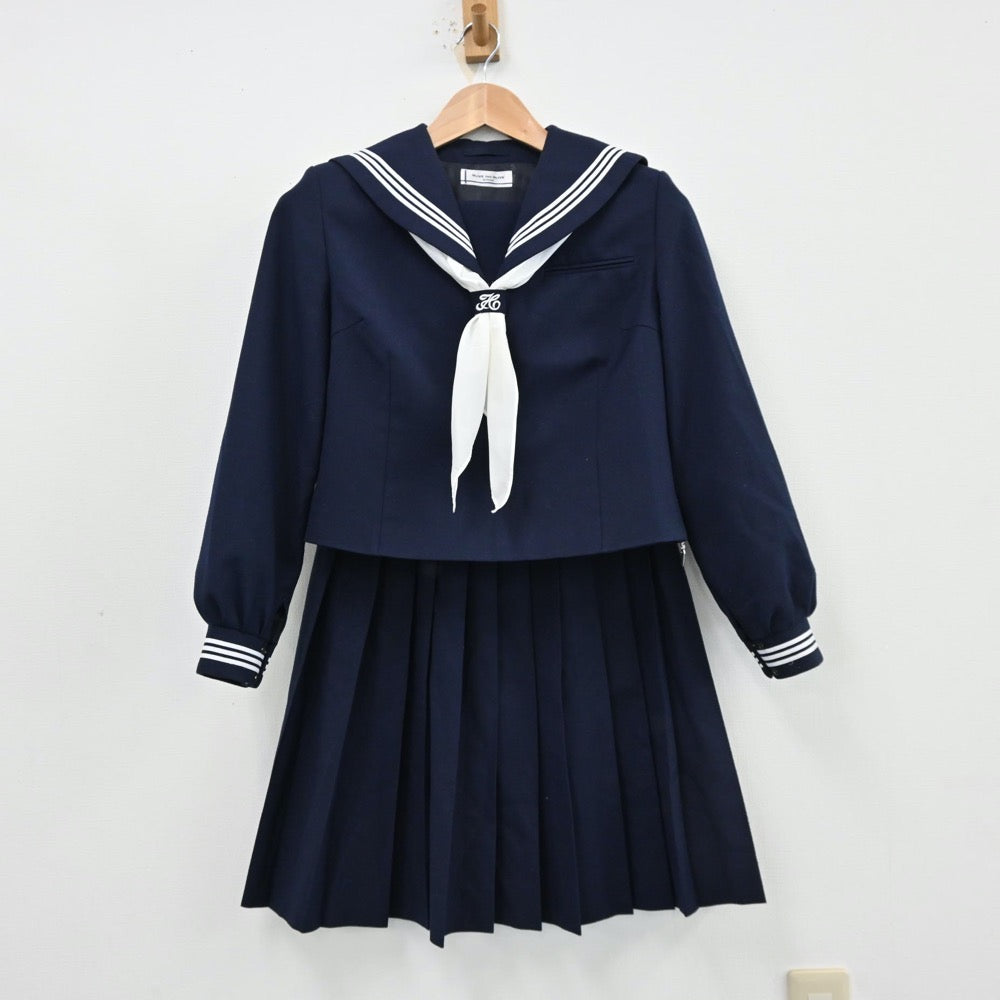 【中古】茨城県 古河第三中学校 女子制服 3点（セーラー服・スカート）sf013049