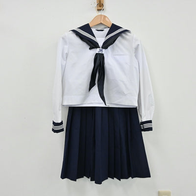 【中古】茨城県 古河第三中学校 女子制服 5点（セーラー服・スカート）sf013050