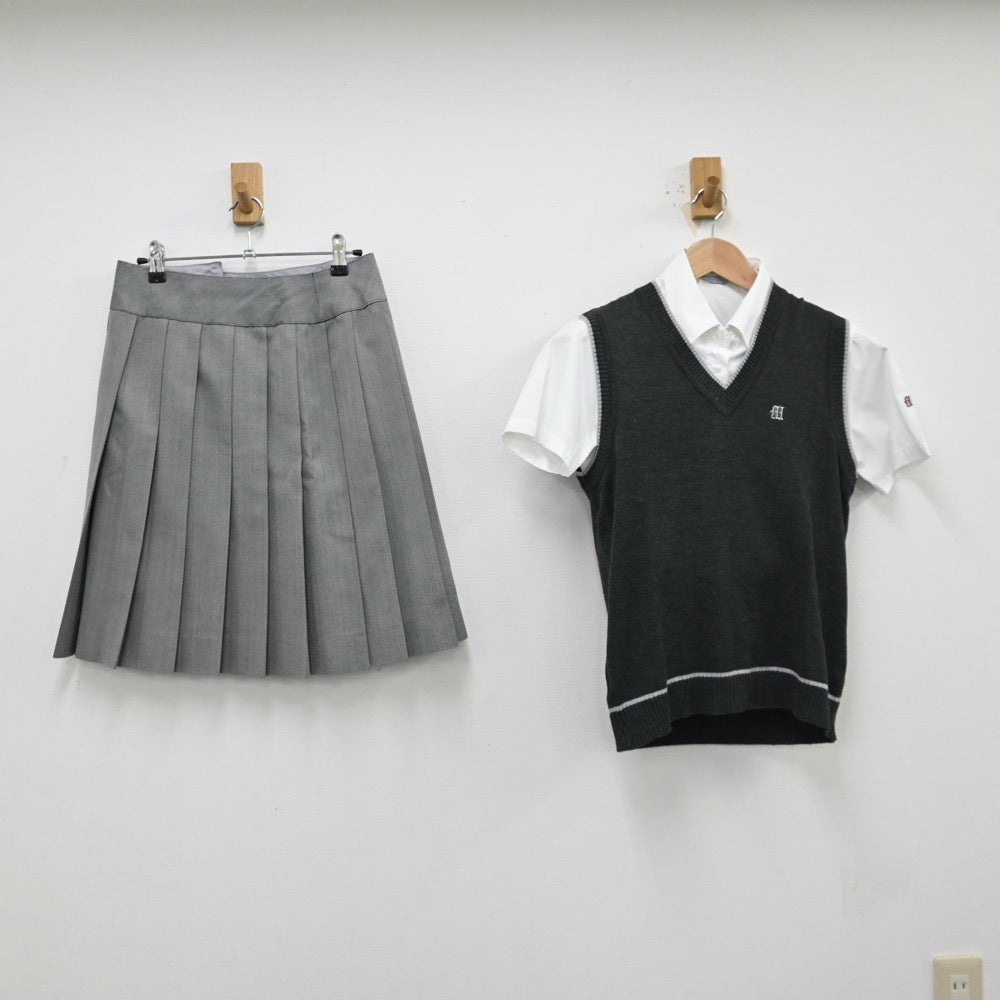 【中古】福島県 福島県立福島南高等学校 女子制服 3点（シャツ・ニット・スカート）sf013057