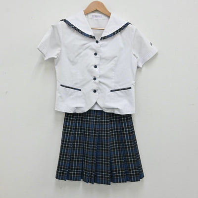 【中古】福島県 保原高等学校 女子制服 3点（セーラー服・ニットベスト・スカート）sf013061