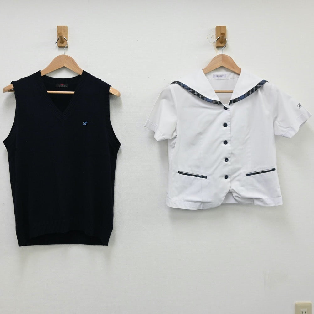 【中古】福島県 保原高等学校 女子制服 2点（セーラー服・ニット）sf013062