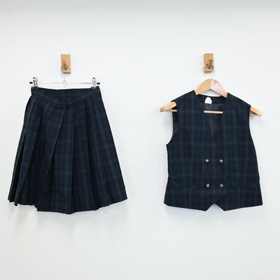 【中古】東京都 私立東京高等学校 女子制服 3点（ベスト・スカート・スカート）sf013076