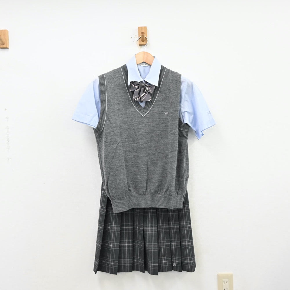 【中古】東京都 町田総合高等学校 女子制服 4点（シャツ・ニットベスト・スカート）sf013085