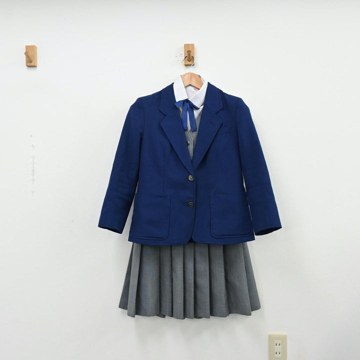 【中古】埼玉県 入間川中中学校 女子制服 6点（ブレザー・シャツ・ベスト・ニット・スカート）sf013094