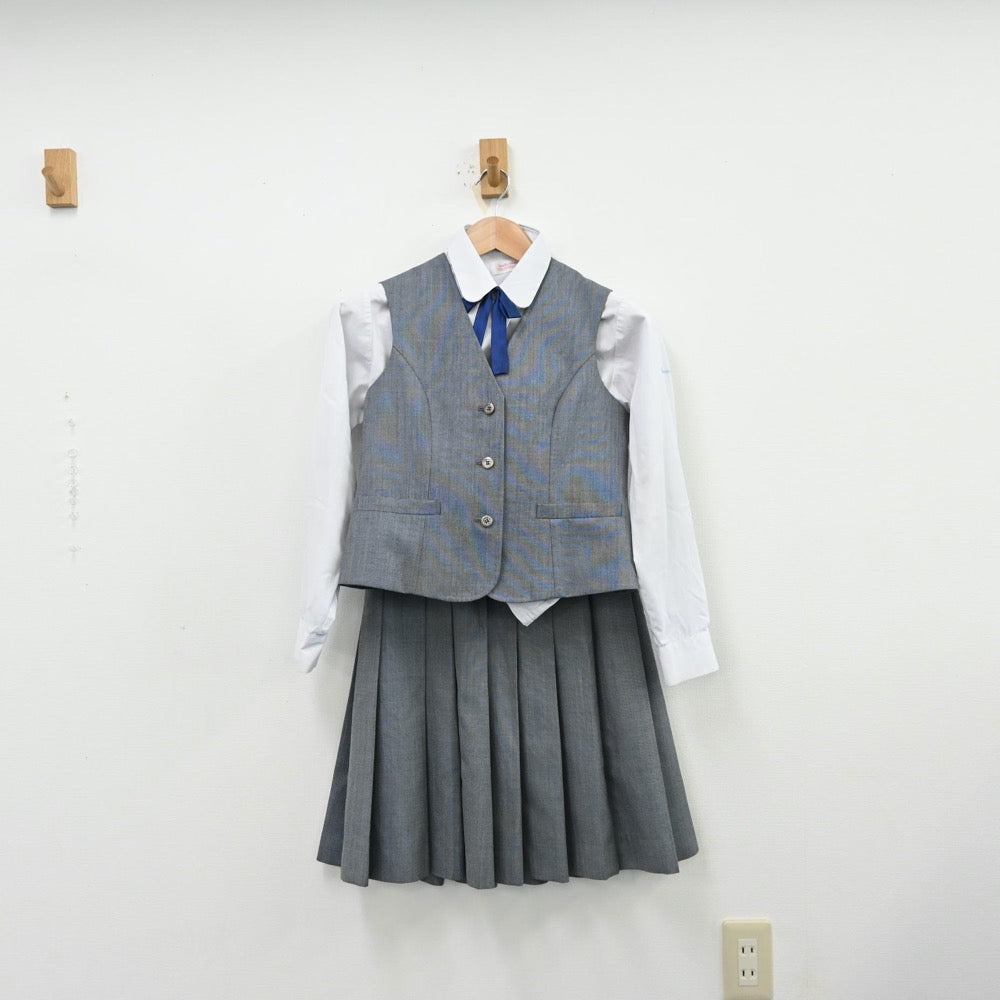 【中古】埼玉県 入間川中中学校 女子制服 6点（ブレザー・シャツ・ベスト・ニット・スカート）sf013094