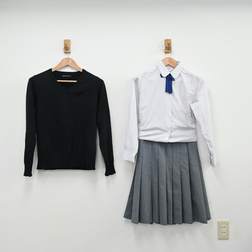 【中古】埼玉県 入間川中中学校 女子制服 6点（ブレザー・シャツ・ベスト・ニット・スカート）sf013094