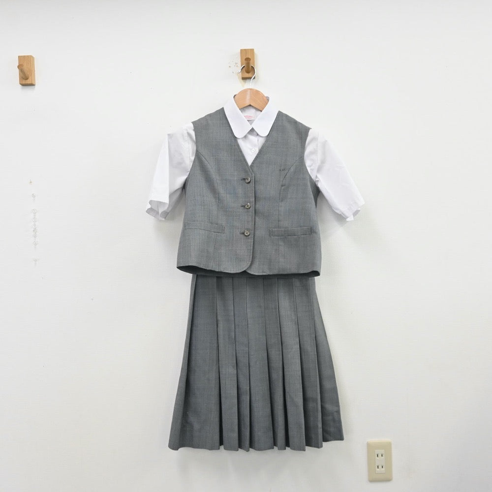 【中古】埼玉県 入間川中中学校 女子制服 3点（シャツ・ベスト・スカート）sf013095