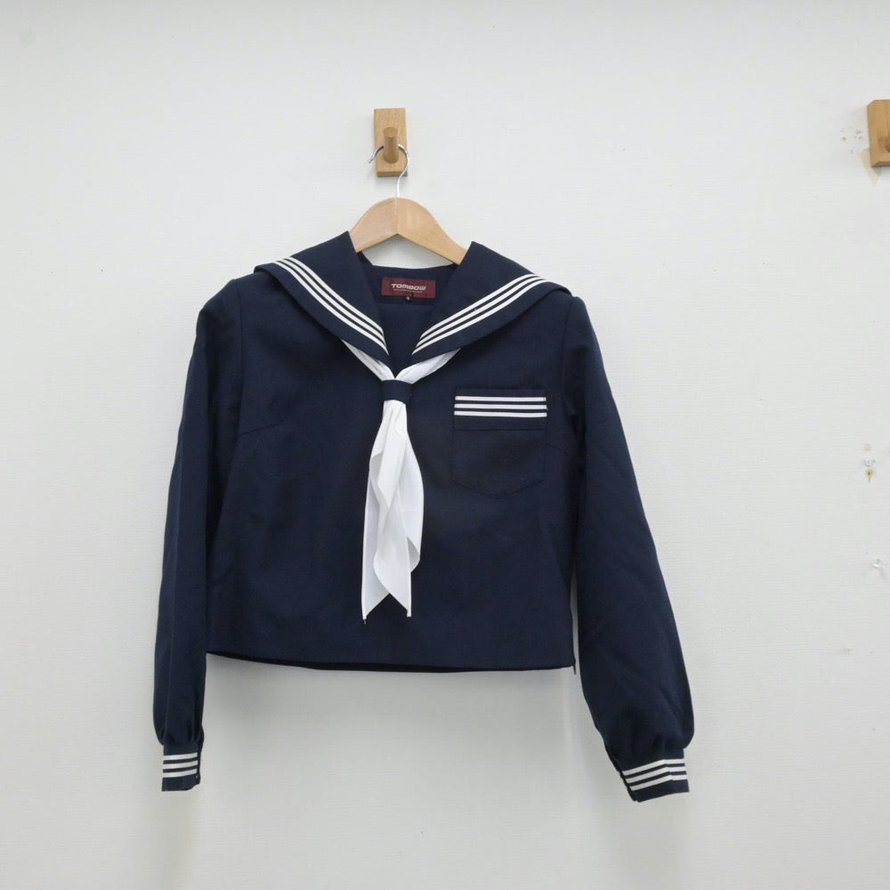 O95 (中古) 兵庫県 姫路飾西高校 セーラー服 上下セット/L/W64