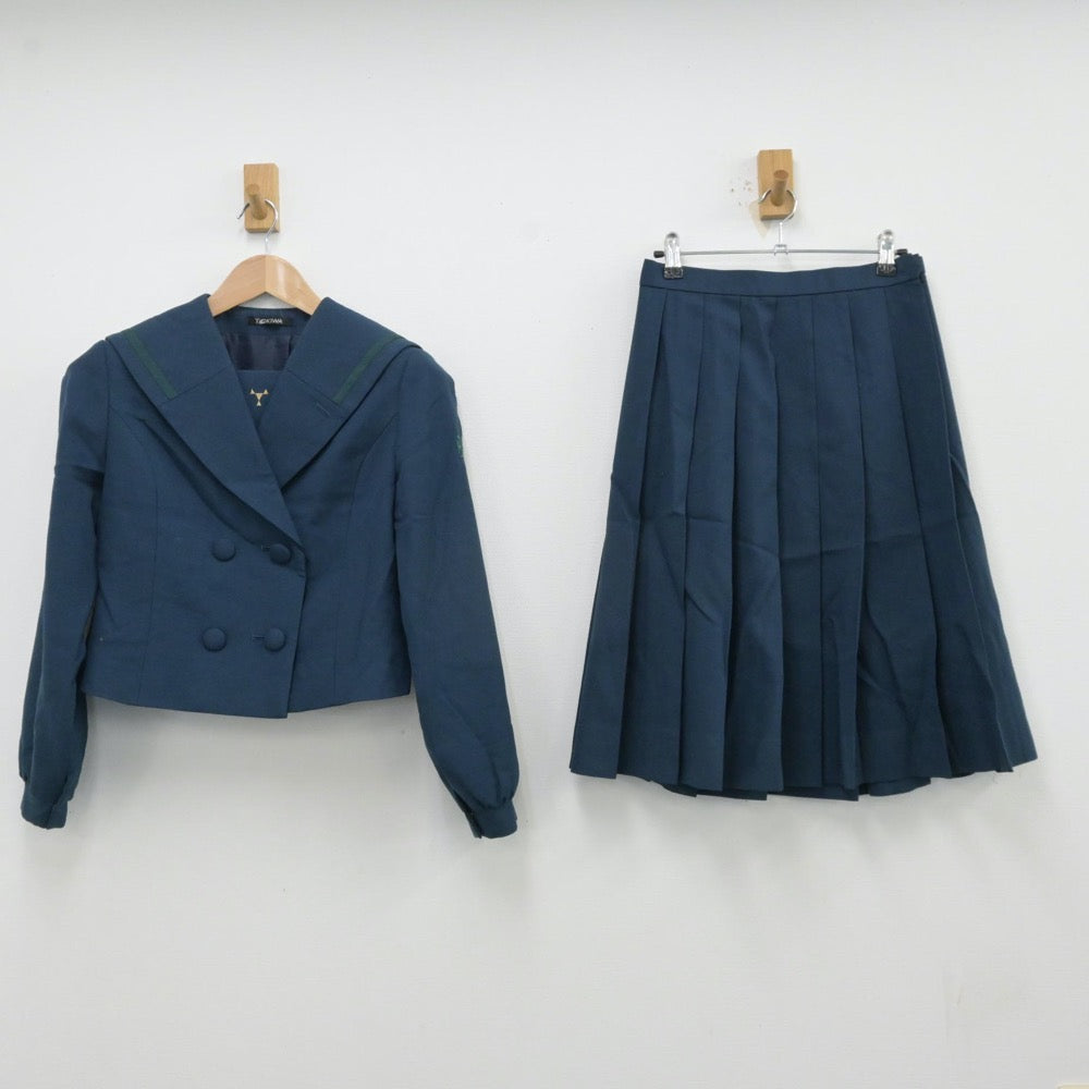 【中古】大分県 鶴崎工業高等学校 女子制服 2点（セーラー服・スカート）sf013123