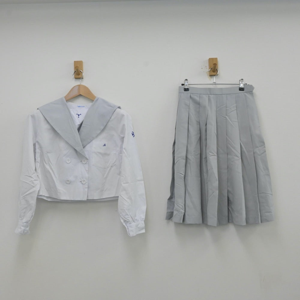 【中古】大分県 鶴崎工業高等学校 女子制服 2点（セーラー服・スカート）sf013124