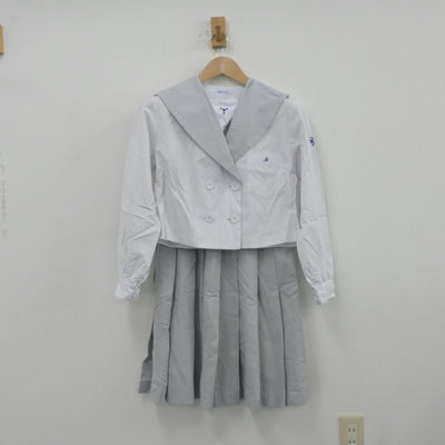【中古】大分県 鶴崎工業高等学校 女子制服 2点（セーラー服・スカート）sf013125