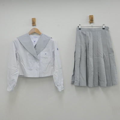 【中古】大分県 鶴崎工業高等学校 女子制服 2点（セーラー服・スカート）sf013125