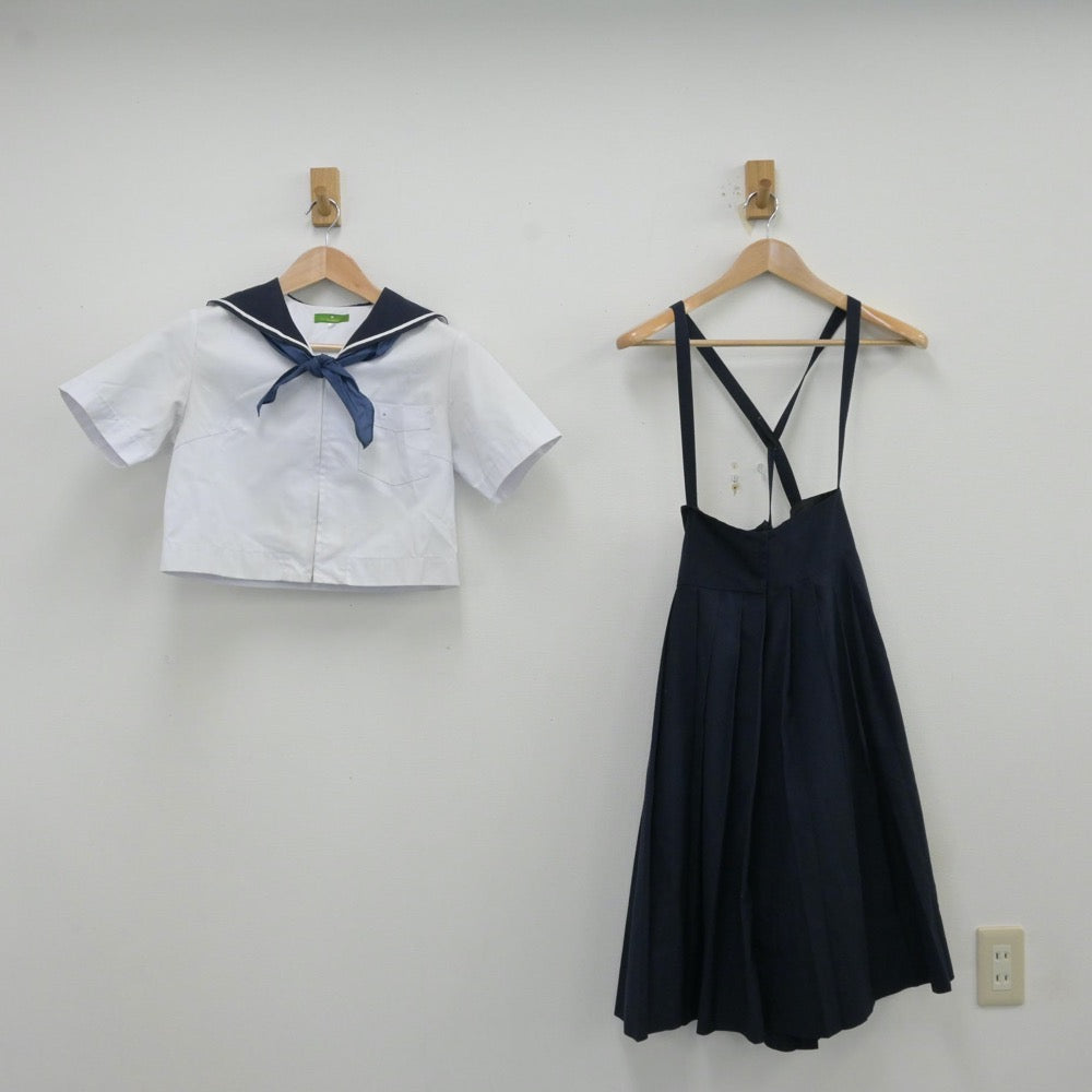 【中古】福岡県 福岡教育大学附属福岡中学校 女子制服 3点（セーラー服・スカート）sf013128