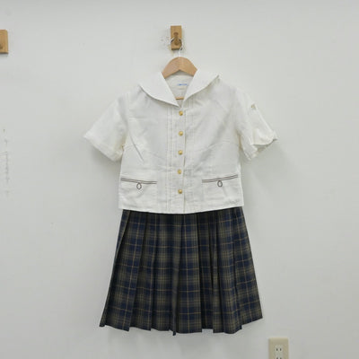 【中古】大分県 大分東明高等学校 女子制服 2点（セーラー服・スカート）sf013131