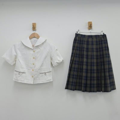 【中古】大分県 大分東明高等学校 女子制服 2点（セーラー服・スカート）sf013132