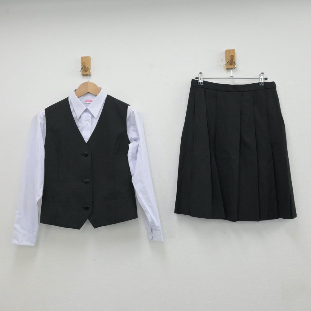 【中古】群馬県 太田東高等学校 女子制服 3点（シャツ・ベスト・スカート）sf013135