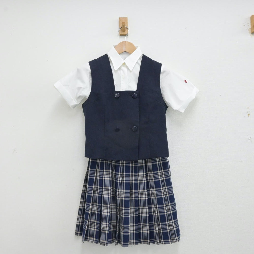 【中古】埼玉県 山村学園高等学校 女子制服 4点（ベスト・シャツ・スカート）sf013140