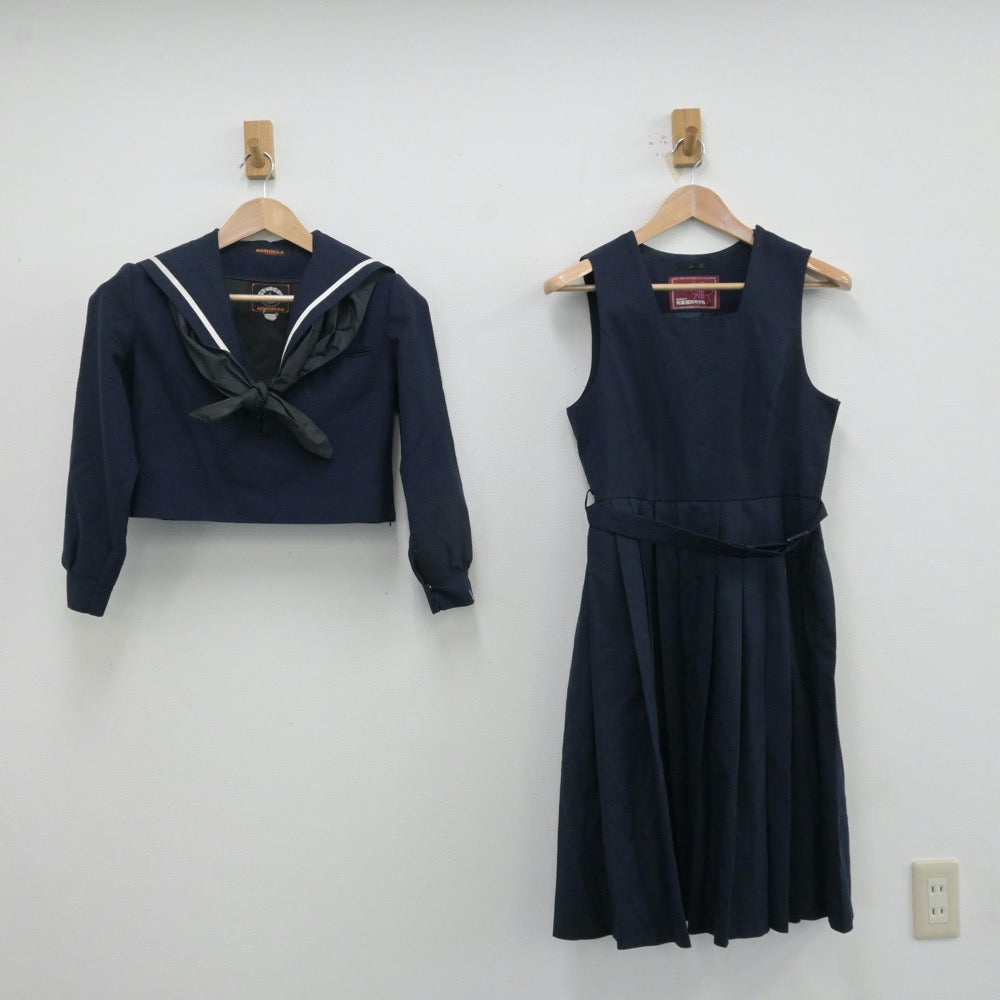 【中古】福岡県 福岡教育大学附属福岡中学校 女子制服 3点（セーラー服・ジャンパースカート）sf013141